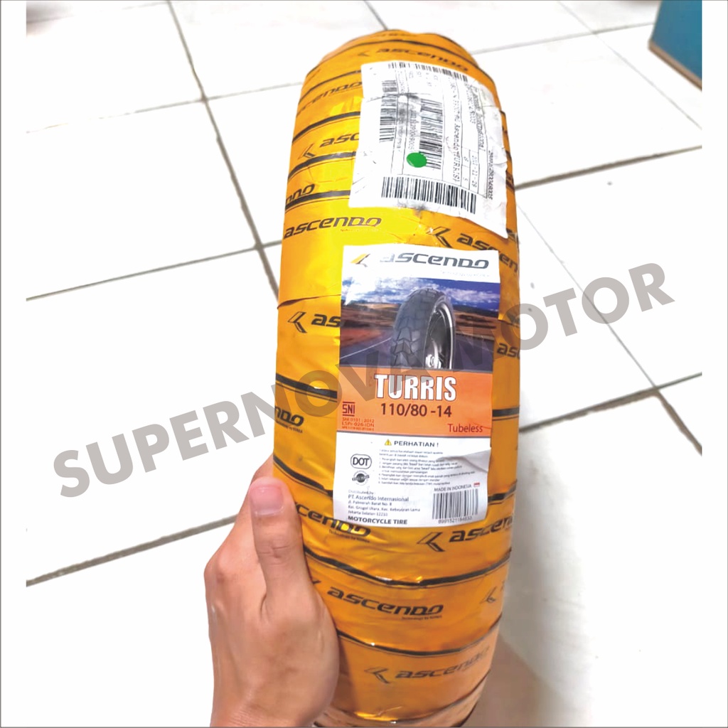 BAN LUAR 90/90-14 80/90-14 110/80-14 ASCENDO BAN LUAR MATIC TUBELESS TYPE TURRIS MERK ASCENDO