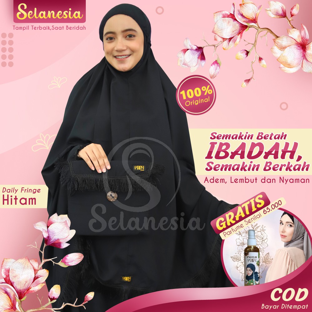 Mukenah Mukena Dewasa Parisku Jumbo Sutra Bordir Premium Mewah Renda Terbaru Adem Polos Hitam 04