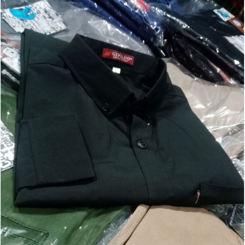 kemeja polos hitam panjang full cotton