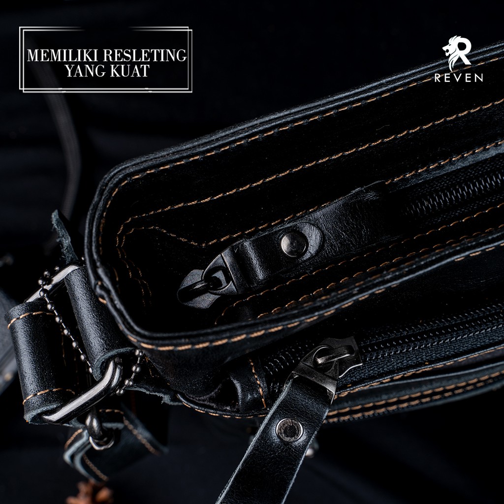 REVEN LEATHER - Tas Pria Keychain Slingbag Terbaru Selempang Full Kulit Logan