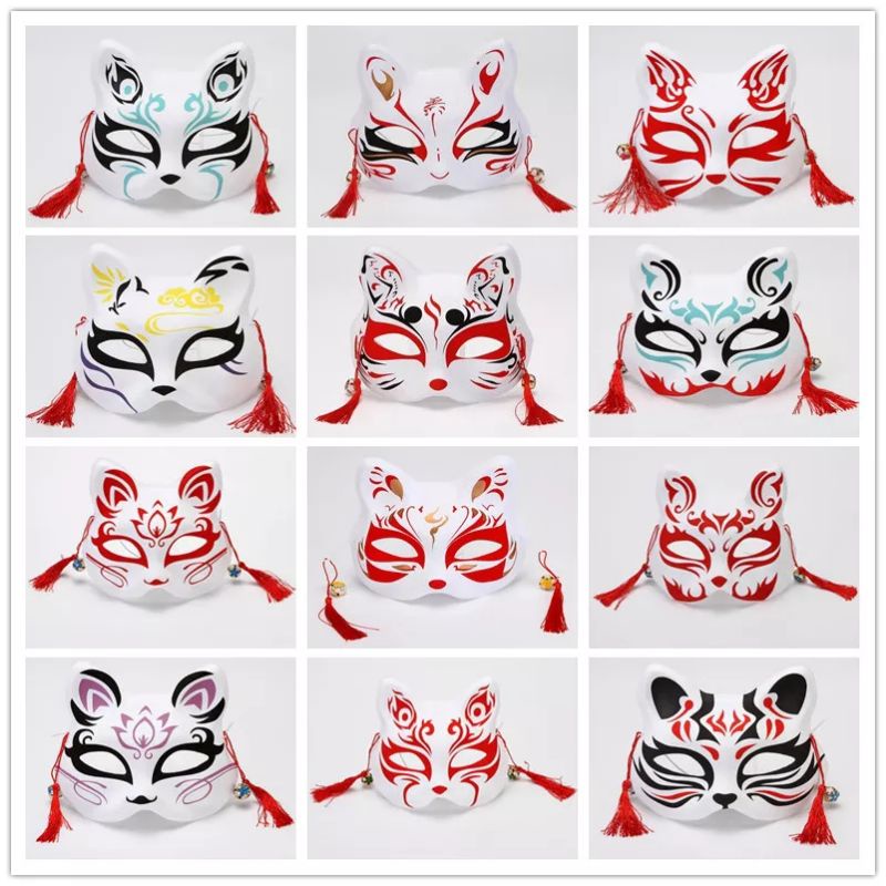 [BISA COD] Topeng Anime Cosplay Kitsune Bunkasai Anbu Rubah Demon Slayer