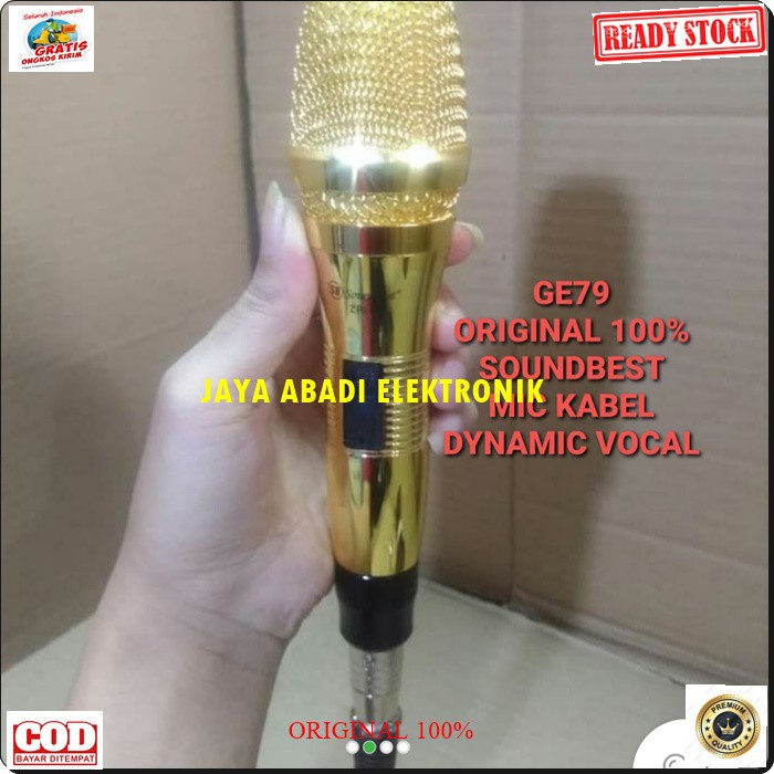 G79 SOUNDBEST MIK KABEL DYNAMIC LEGENDARY KARAOKE VOCAL MUSIK MIKROPHONE AUDIO SOUND SYSTEM PENGERAS SUARA PRO PROFESIONAL MIKROPHONE LEGENDARIS GOLDEN TERBUAT DARI BESI METAL BISA DIGUNAKAN SEGALA JENIS AUDIO TANPA MENGGUNAKAN BATRAI