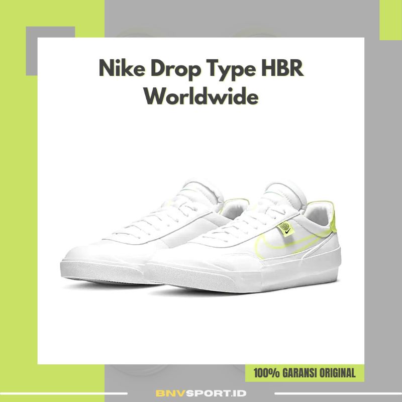Sepatu Casual Pria Nike Drop Type Hbr Worldwide White Volt CZ5847100 Original Sneakers Lifestyle Bis