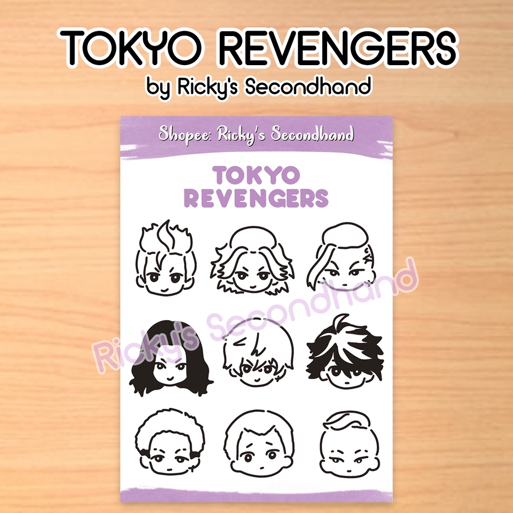 Tokyo Revengers Sticker Sheet by Ricky's Secondhand - Stiker Waterproof Anti Air TokRev Chibi Stickers Toman Manji Gang Mikey Draken Takemichi Baji Chifuyu Kazutora Mitsuya Pahchin Pah Peh Yan Pehyan Anime