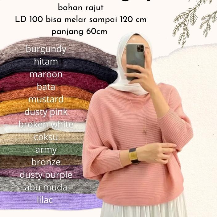 BLOUSE BAJU RAJUT BATWING / ATASAN WANITA MODEL KELELAWAR / OUTER / BLOUSE BATWING RAJUT ル