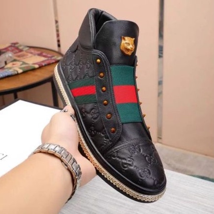 sepatu pria sneaker boots gc mirror quality shoes men cowok P1SHOES kulit hitam