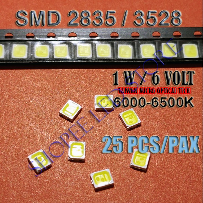 25 PCS HPL 1W-3V, 1W-6V DAN 1W-9V SMD  2835 SUPER TERANG TV BACK LIGHT COLD WHITE