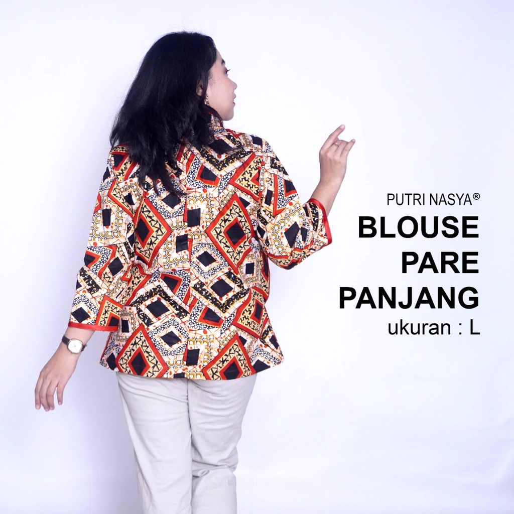 Blouse Big Size Wanita Atasan Batik Jumbo Lengkap S-M-L-XL-2L-3L-4L-5L-6L-7L Model Blus Jumbo Kerja Batik / Pakaian Batik Kekinian LD 140 / Atasan Batik Seragam Kantor Wanita