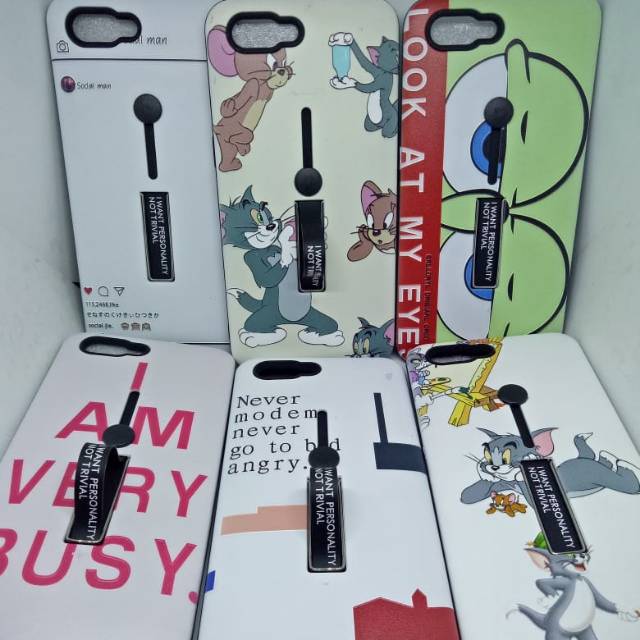 Oppo A3s Case Stand Grip Karakter Hard Case Casing hand grip Case Kartun Oppo A5 A3 s