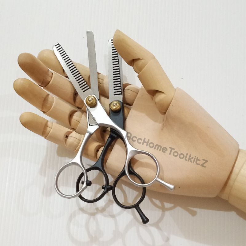 Gunting Rambut sasak Gerigi Stylish Stainless Steel Scissors / Gunting Potong Rambut Penipis / Zigzag / Shaggy