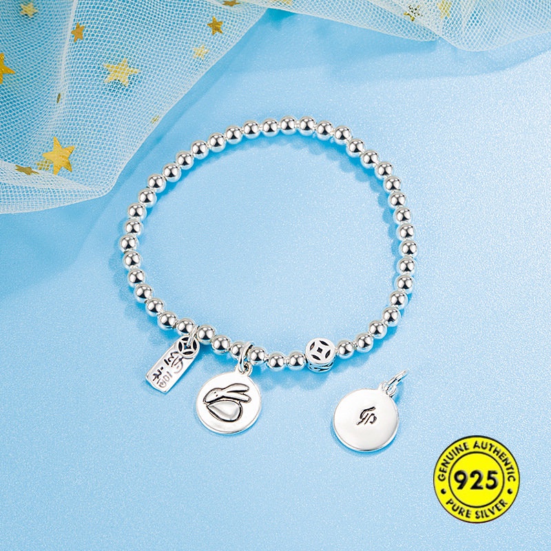 Gelang Tangan Elastis Aksen Koin Tembaga + Manik-Manik Motif Shio Cina Untuk Perhiasan Pria / Wanita U1102