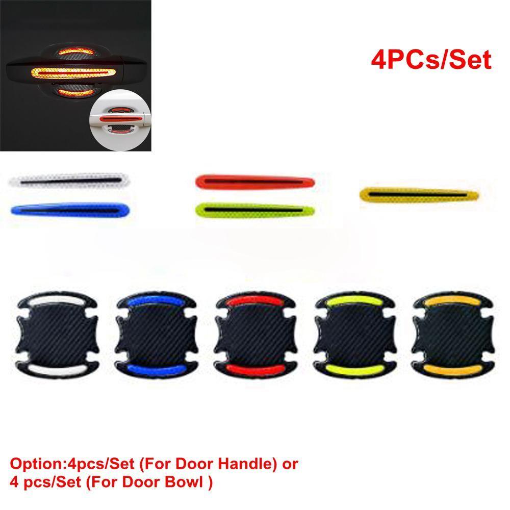 Populer 4Pcs/Set Pintu Buka Stiker Decal Merah/Biru/Hijau/Putih/Kuning Anti-Tabrakan Auto Safety Safety Warning Strip Reflektif Mobil