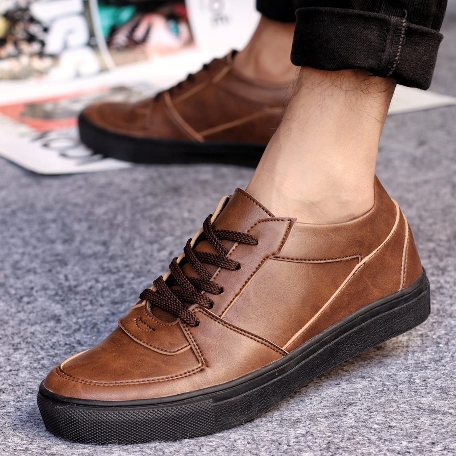 ROGER|Sneaker Casual Pria Trendy 2021 Fashion Simple Original Sepatu Kerja Kantor Laki Laki Main Gaya Kondangan Hitam