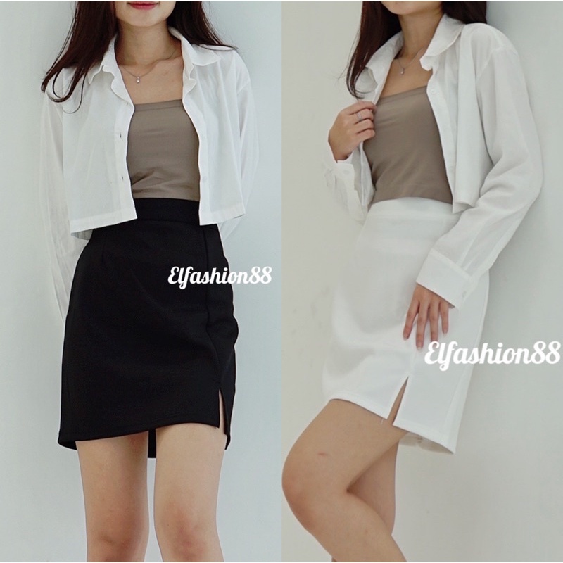 Elfashion • Rok Wanita Korean style | Mini Rok Wanita | Korean Mini Skirt | Rok Belah Samping