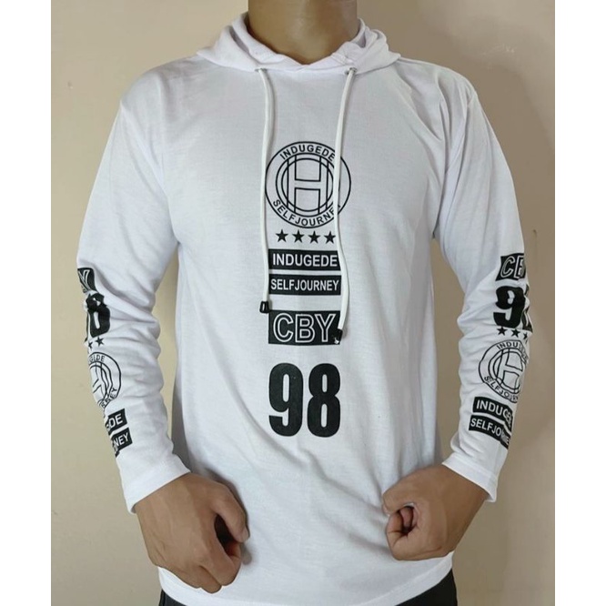 kaos lengan panjang bertopi hoodie kupluk lengan panjang