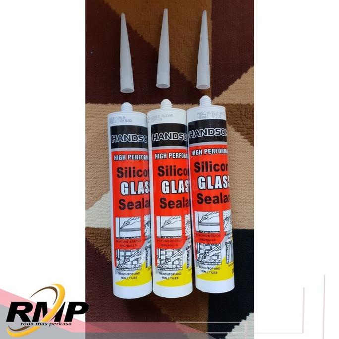 

((BISA COD)) HANDSOM LEM Silicone Sealent Kaca Acetic Silen White, Black, Clear - White RMP