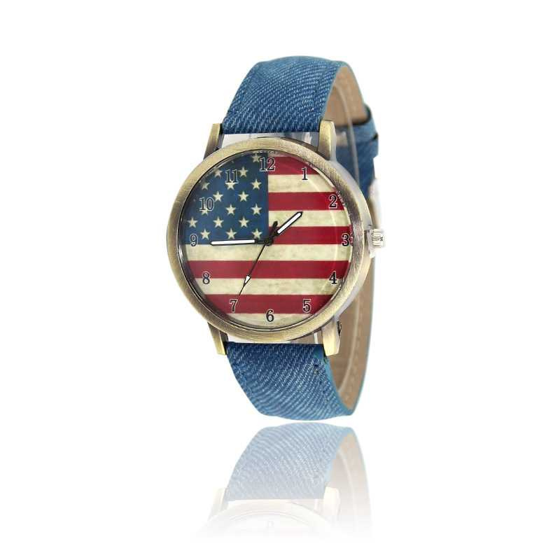 jam tangan fashion unisex pria dan wanita bendera amerika watch - 1300