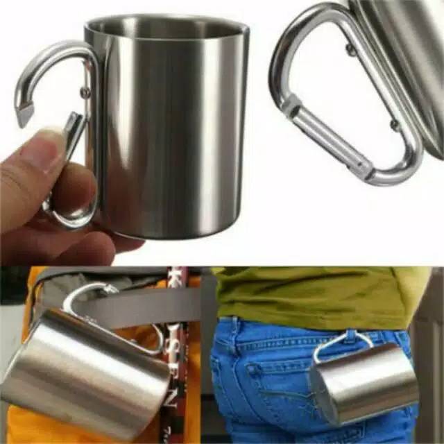 Gelas minum Mug carabiner mug camping mug hiking mug ...