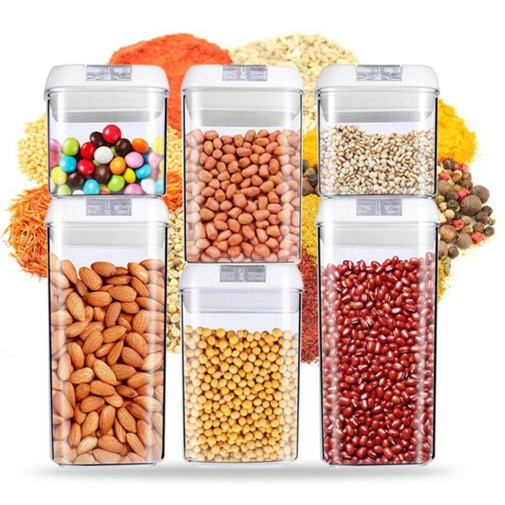 Nickolas1 Canister Kedap Udara Multi-Kapasitas Akrilik Kotak Penyimpanan Wadah Makanan Multigrain Beras Vacuum Sealed Kaleng