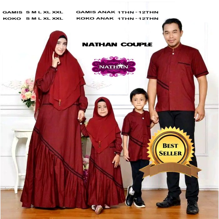 Set-Family-Muslim-Busana- Baju Gamis Family Couple Keluarga Pasangan Suami Istri Ibu Dan Anak -