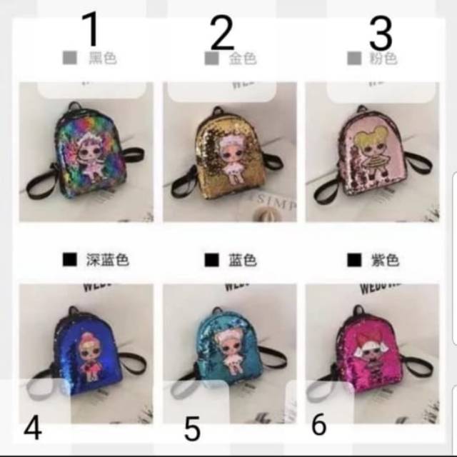 Tas LOL SEQUIN import BERKUALITAS 1 resleting