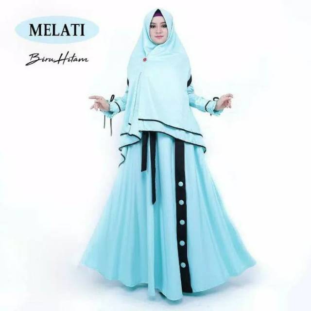 Gamis syari melati kombinasi 2 warna