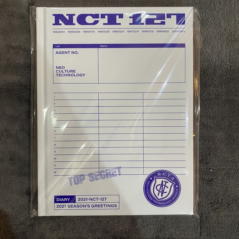 Hard cover diary nct 127 super junior season greetings 2021