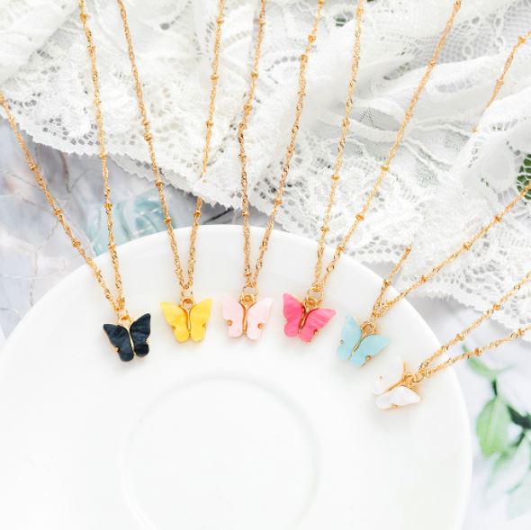 Kalung Rantai Liontin Kupu-kupu Butterfly Necklace Color Aksesoris Wanita