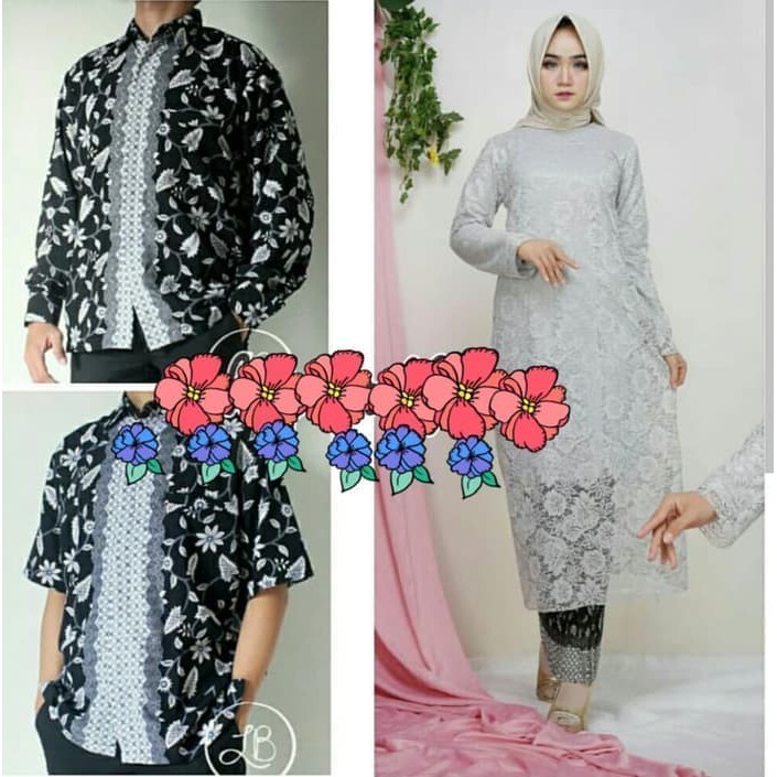 set kebaya brukat tunik kinanti hem panjang atau hem pendek trendy