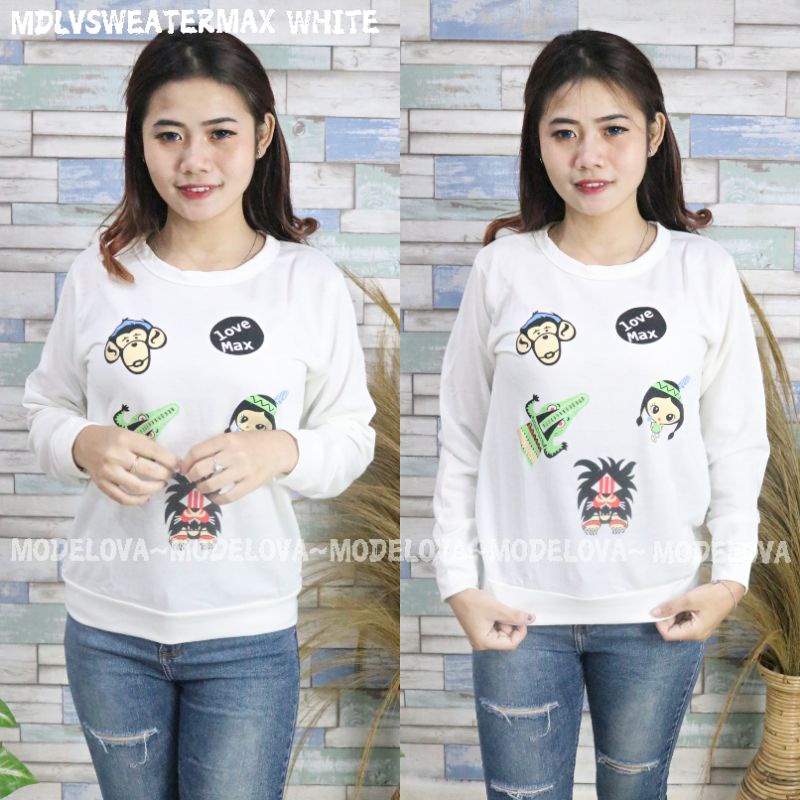 MDLV ~ SWEATER MAX BABYTERRY SWEATER CEWEK MOTIF CARTOON TERBARU SWEATER BEST SELLER FASHION WANITA