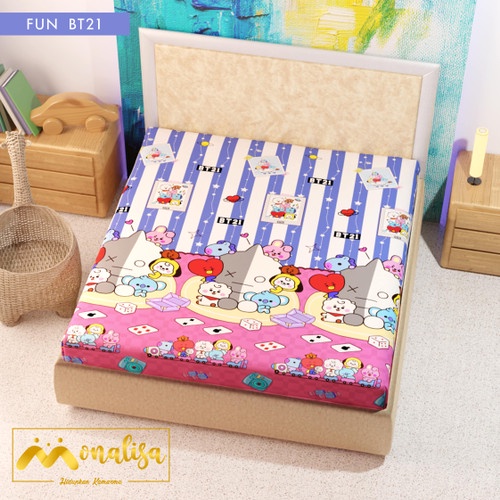MONALISA Sprei Waterproof 180x200 - anti ompol air water proof Paus Rainbow  Rainbow Dinosaurus Rocket Galaxy180 SP-Fun BT21