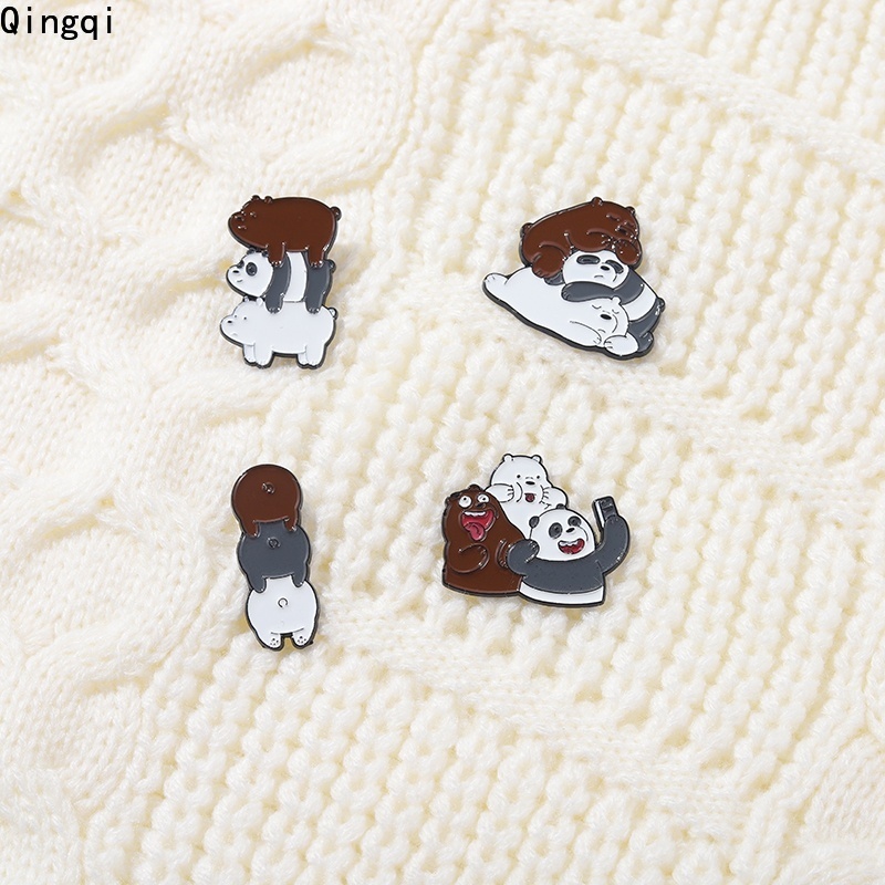 Bros Pin Enamel Desain Kartun Beruang Kutub Panda Untuk Pakaian Wanita