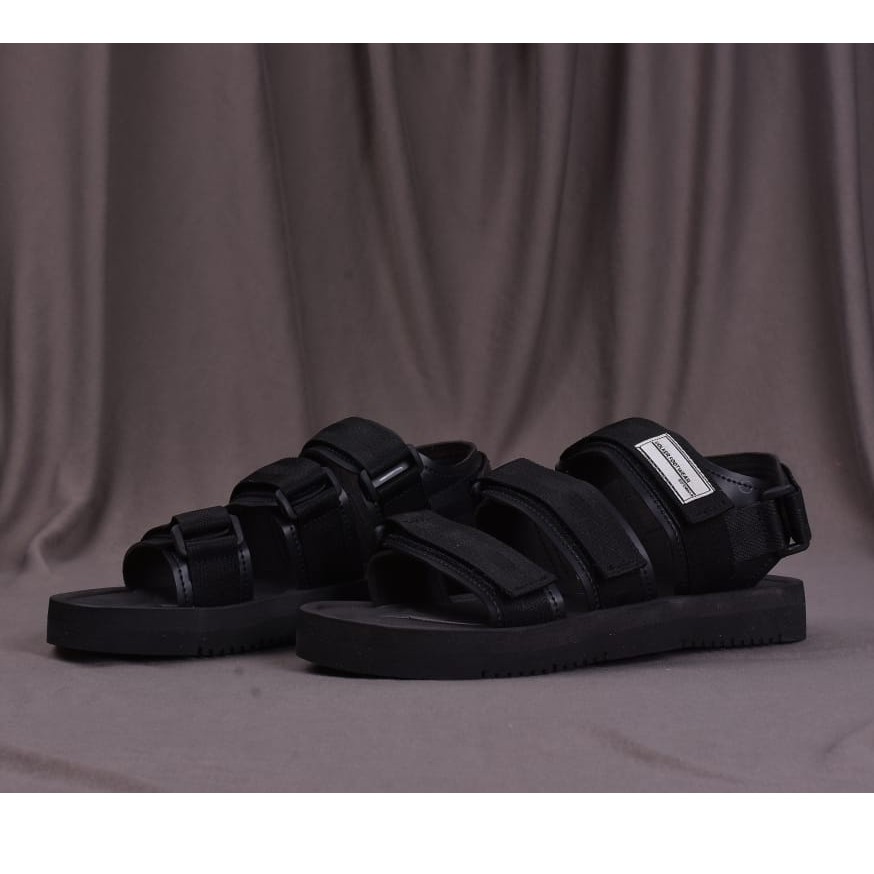 Sandal Gunung Pria Wanita Casual / sendal gunung wanita Full Black AENKA.ID FOOTWEAR HIJack 36-41