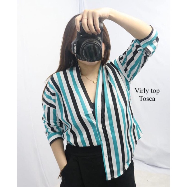 MDLV ~ Virly Top Tosca Blouse garis Blouse Wanita Womem Stripe Blouse Fashion Wanita