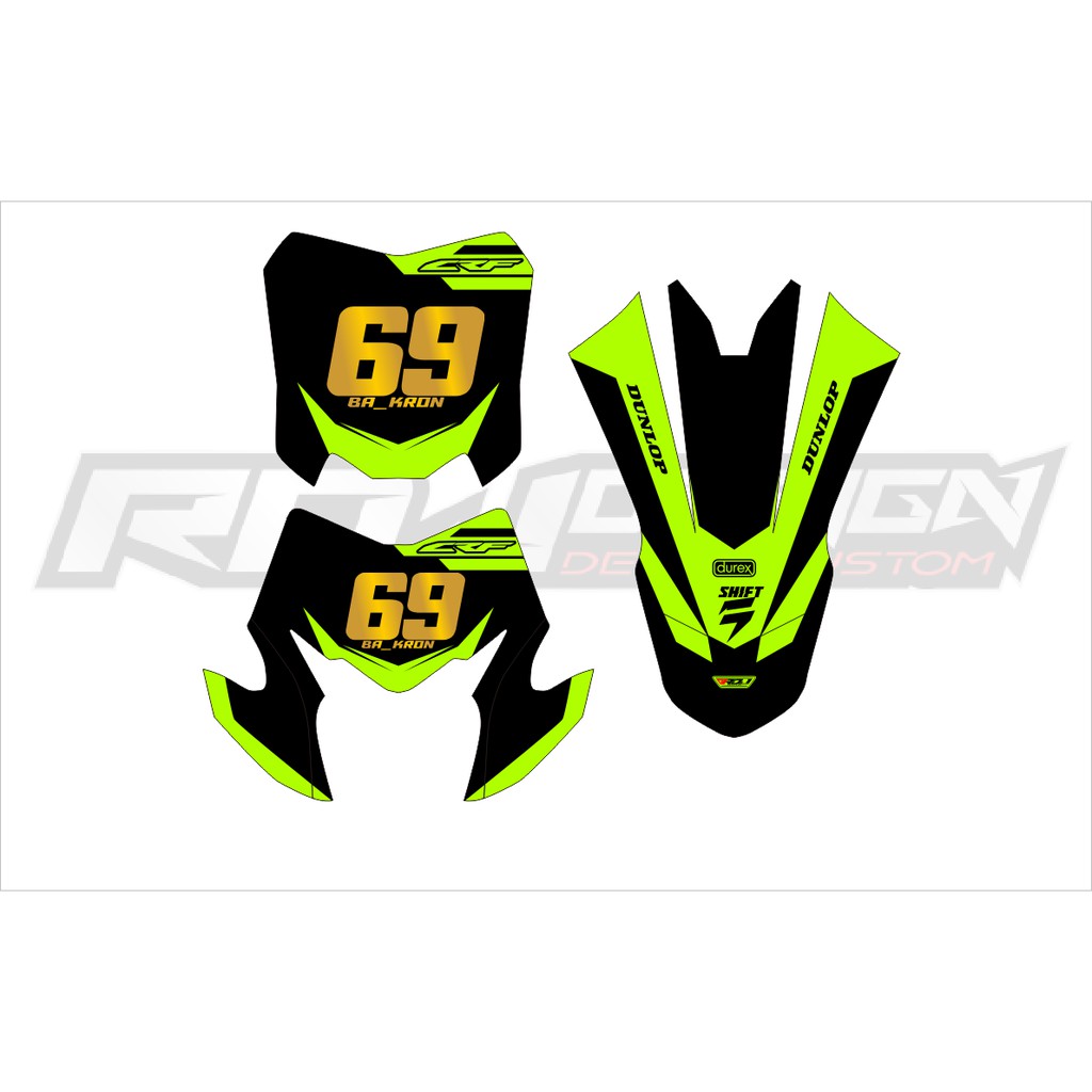 DECAL STICKER PAPAN, LAMPU & SPAKBOR CRF L (002) DEKAL STIKER HIJAU STABILO
