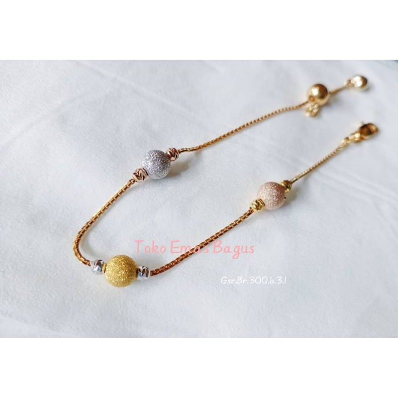 Gelang emas asli serut model bola HWT kadar 300 6k