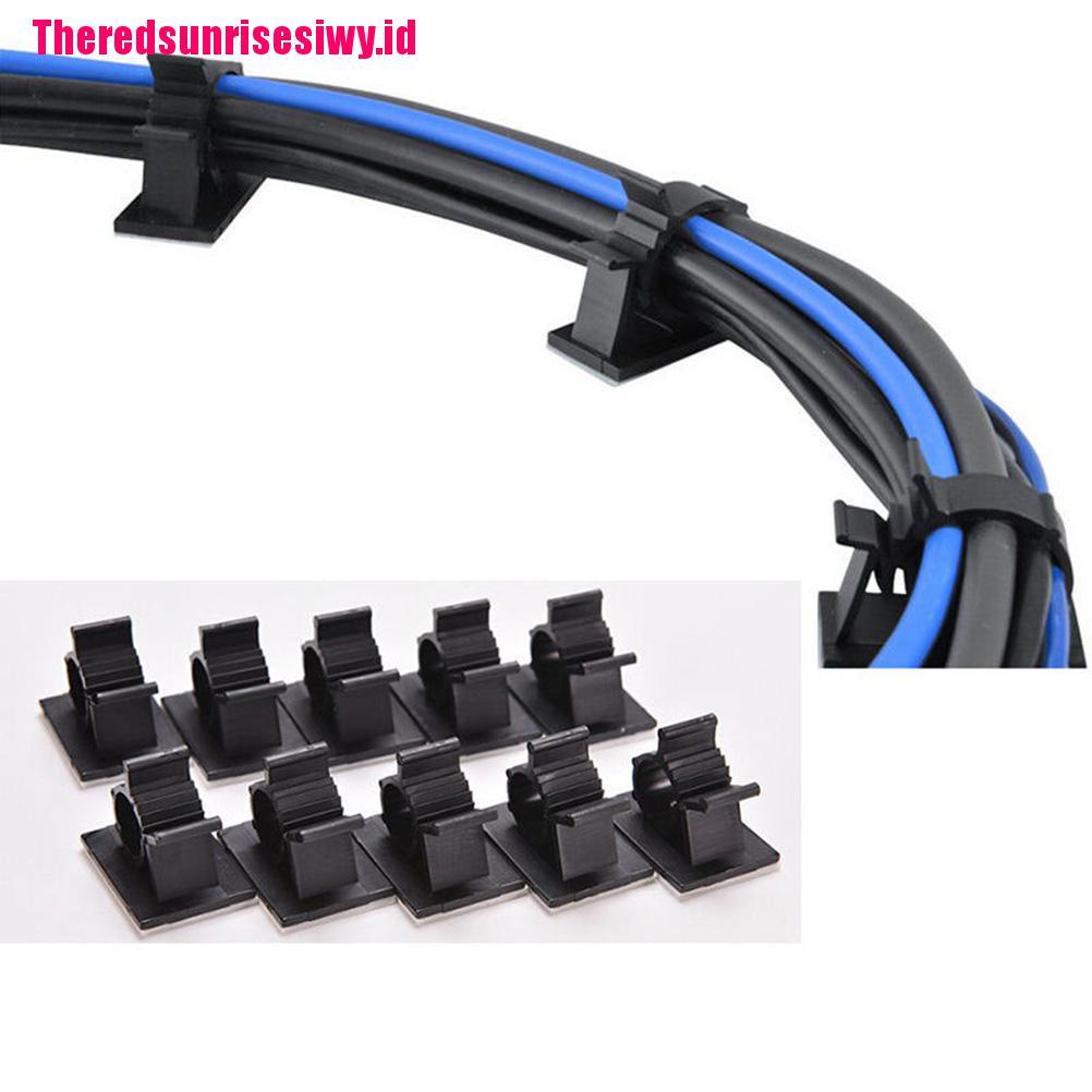 10pcs Klip Penjepit Kabel Adjustable Bahan Nilon Warna Hitam Ukuran 13mm