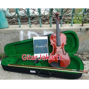 Biola Akustik Merk Makoa Ukuran 4/4 Bonus Hardcase Bow Bridge Rosin Buat Pemula Belajar