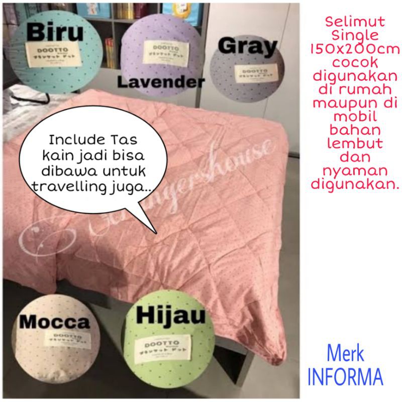 INFORMA Selimut Bed Cover Size 150x20 polkadot / Dootto Pastel color