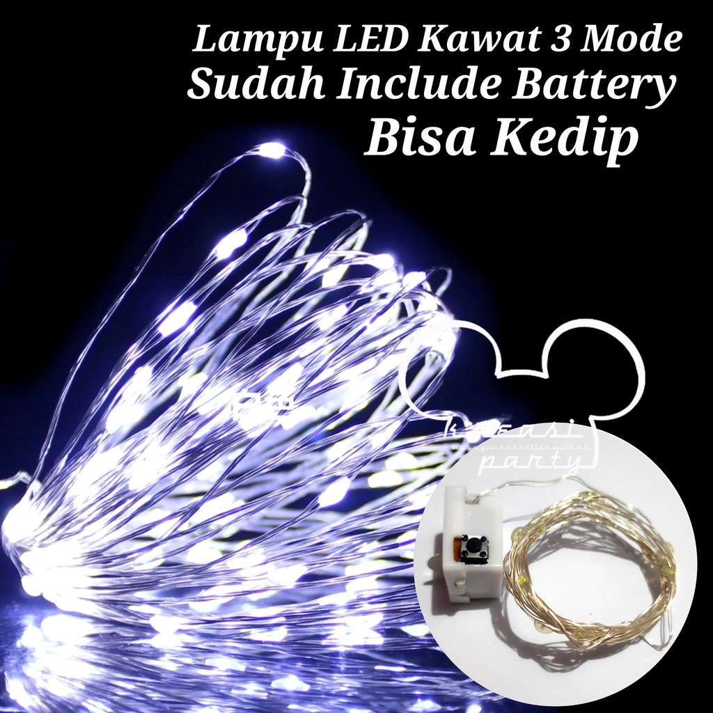 Lampu LED Natal Putih / Lampu Hias LED Baterai / Lampu Tumblr / Lampu Led Kawat