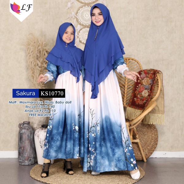 Gamis Couple Ibu dan Anak - Sakura/Gamis solo/Gamis murah/baju muslim syar'i