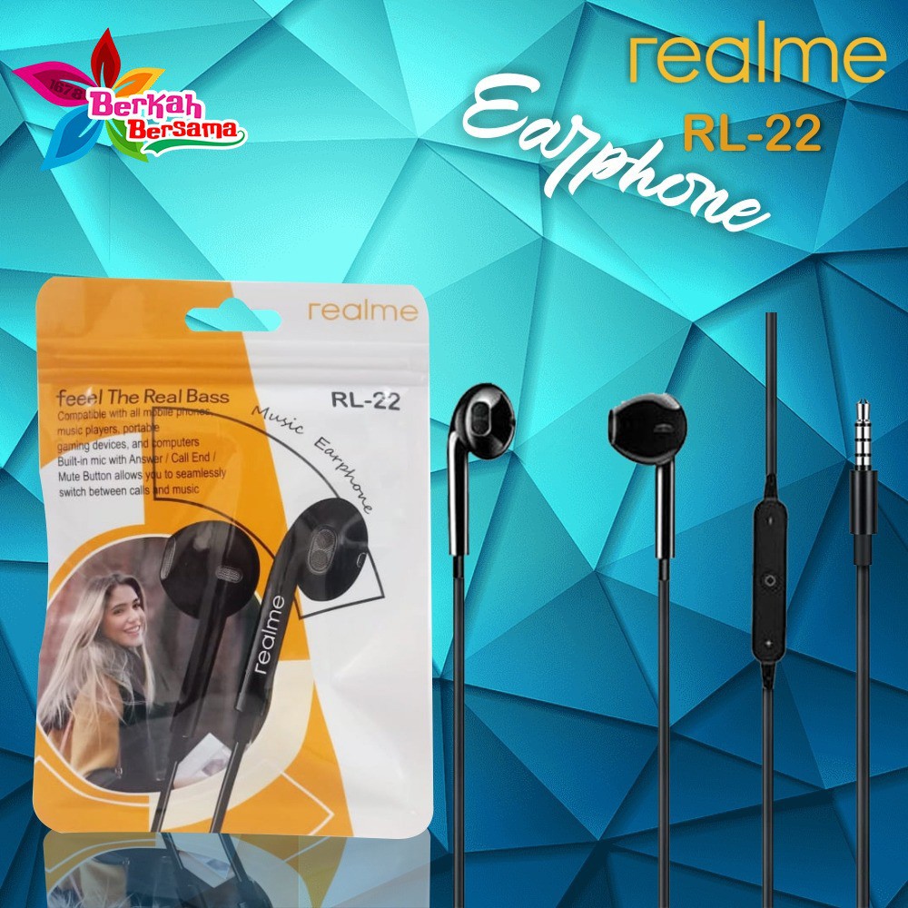 BM087 Headset heasdfree hf ORI REALME RL-22 mega BASS Jack 3.5mm 2 3 5 6 7 8 pro c1 c2 c20 c21 BB4245