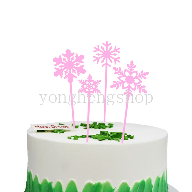 4pcs / set Topper Kue Desain Snowflake Untuk Dekorasi Pesta Pernikahan
