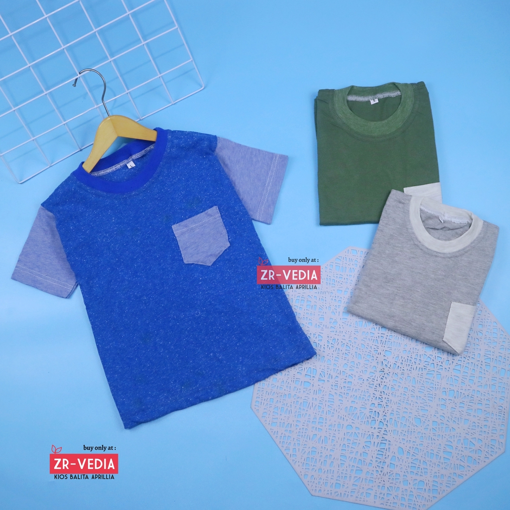 Kaos John Ethes uk Bayi 6-12 Bulan / Baju Polos Anak Laki-Laki Atasan Oblong Reglan Lengan Pendek Saku