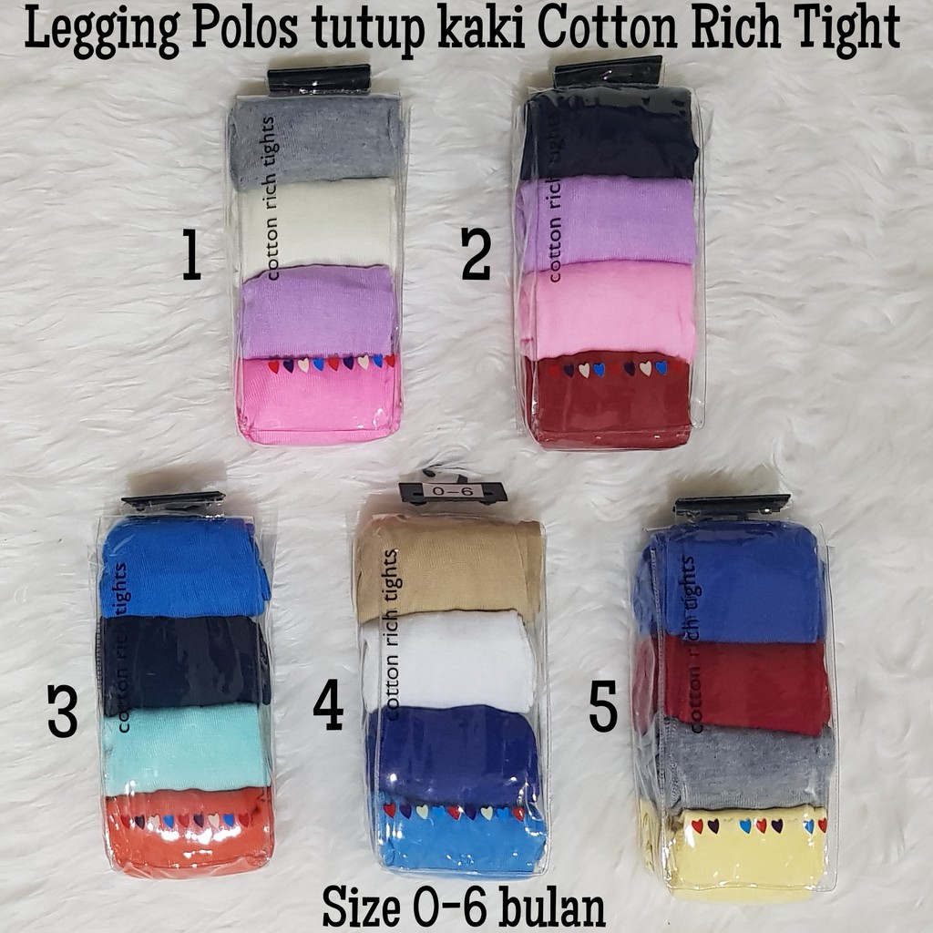 Legging bayi polos tutup kaki cotton ri   ch tight 0-6 month