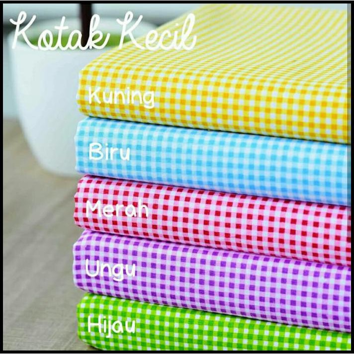 Kain Katun Premium Kotak Kecil Harga Per Meter - Hijau Muda By Anisa Shop