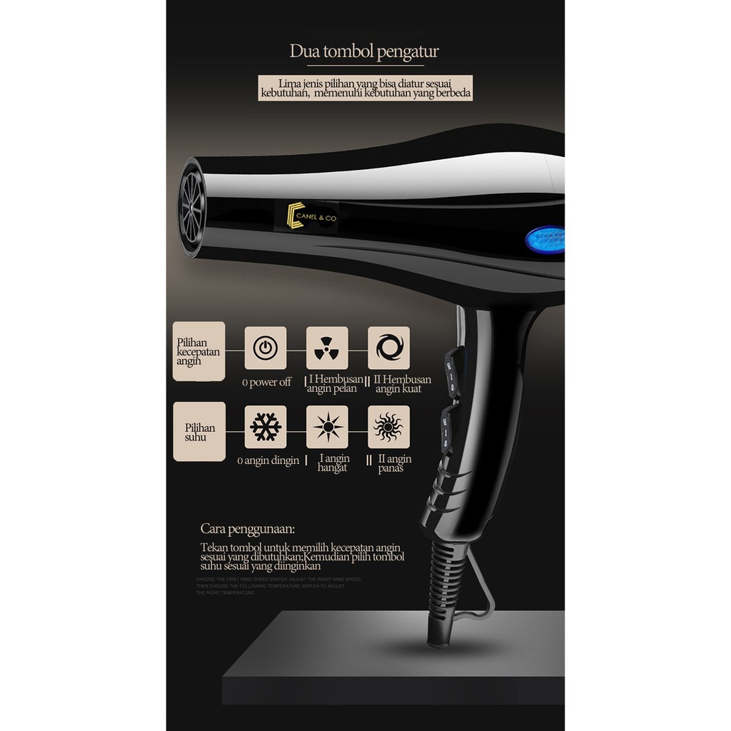 BENCO Hair Dryer Profesional Beauty Salon Hair Care Anion Pengering Rambut 850W Termurah Low Watt Multifungsi Ionik Sisir Hairdryer