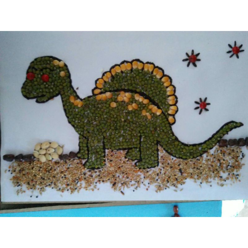 Kolase dinosaurus dari Biji-Bijian (1pcs)