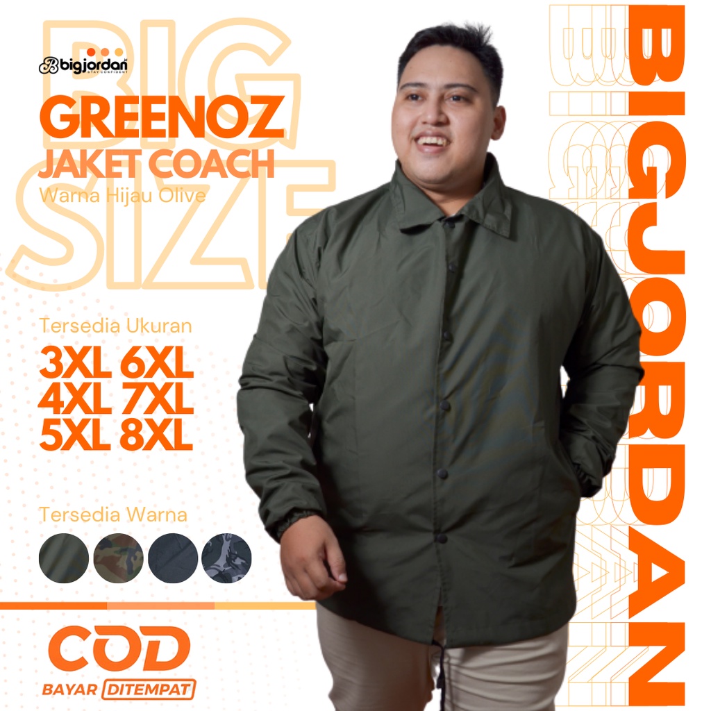 GREENOZ jaket coach big size XXXXXL XXXXL XXXL XXL jaket army jumbo 5XL 6XL 7XL 8XL 2XL 3XL 4XL Jake