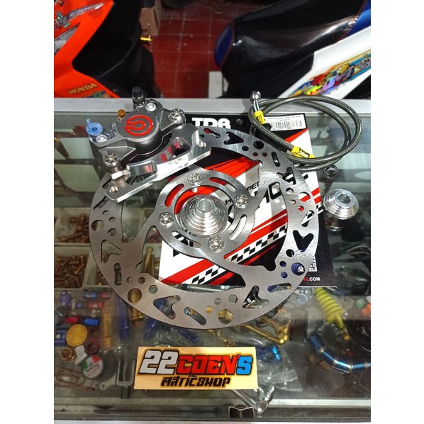 kaliper brembo big logo 2p disc suntar 220mm Selang rem ktc karbon original PNP BEAT SCOOPY VARIO MI